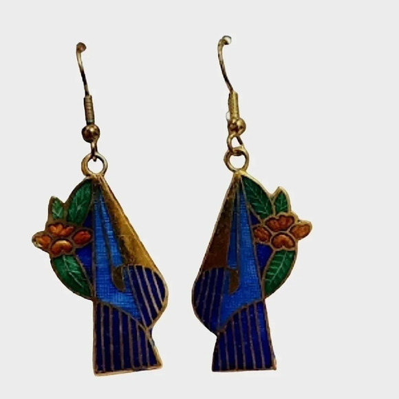 Source Unknown Jewelry - NWOT VINTAGE ASIAN INSPIRED FLORAL DANGLING EARRINGS